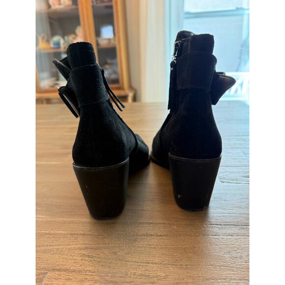 Sam Edelman Black Suede Pointed Toe Booties with Buckle - Picture 5 of 6